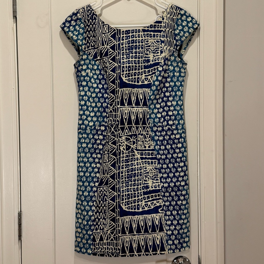 Plenty by Tracy Reese Navy and White Geometric Midi Dress